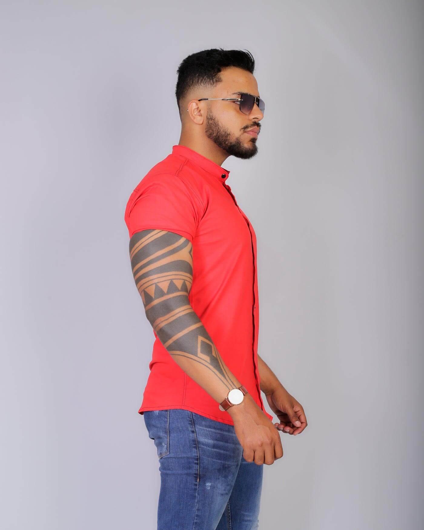 Camisa slim fit Gola padre Mesquita Vermelha - invictacamisaria